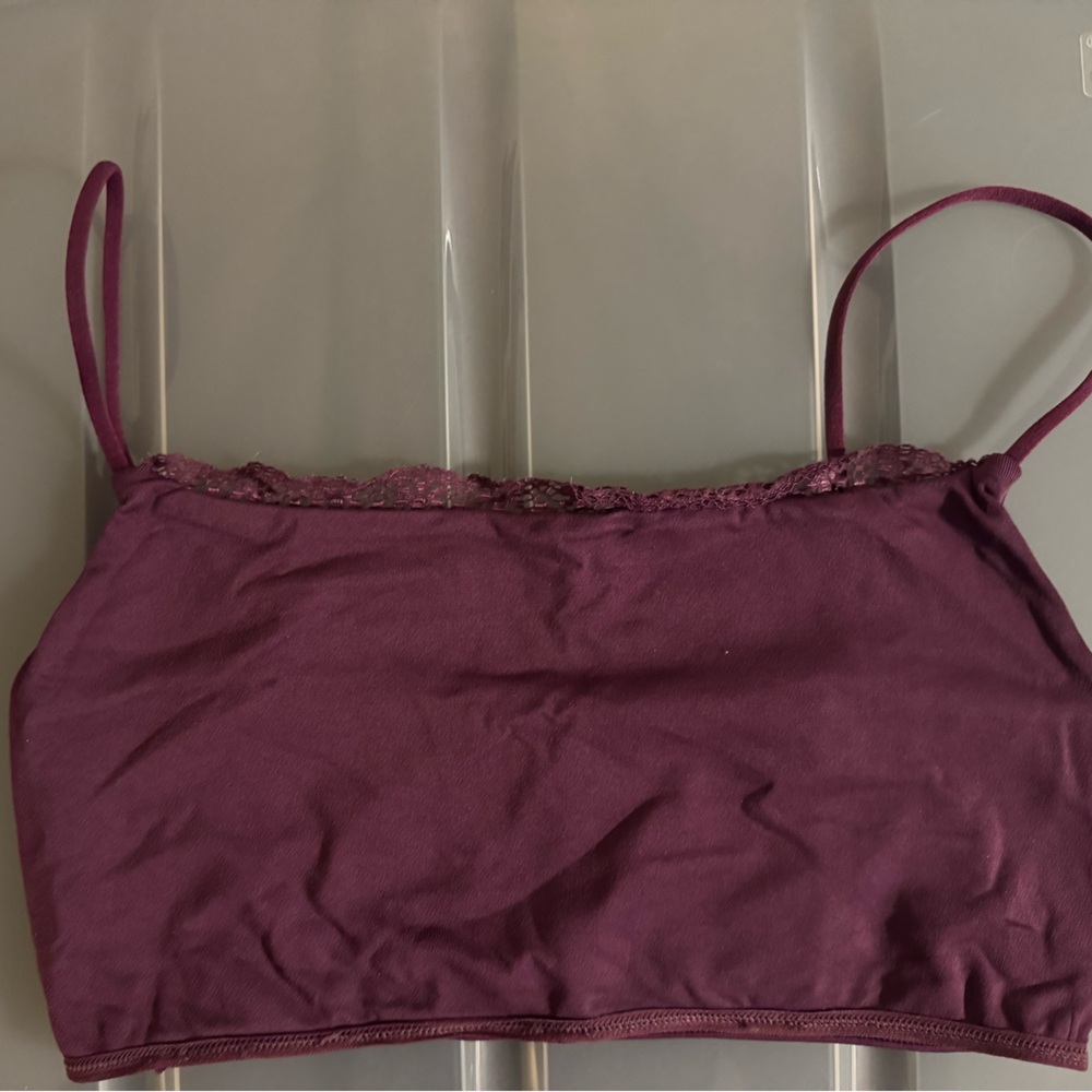 Anthropologie Plum Lace-Trim Bralette